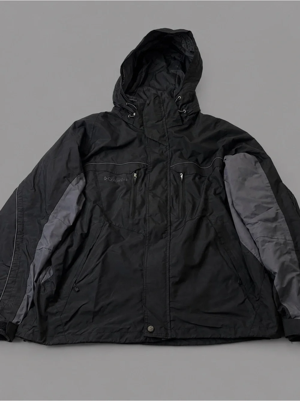 Vintage Columbia Sportswear Black Gray Hooded Jacket Men’s Large
